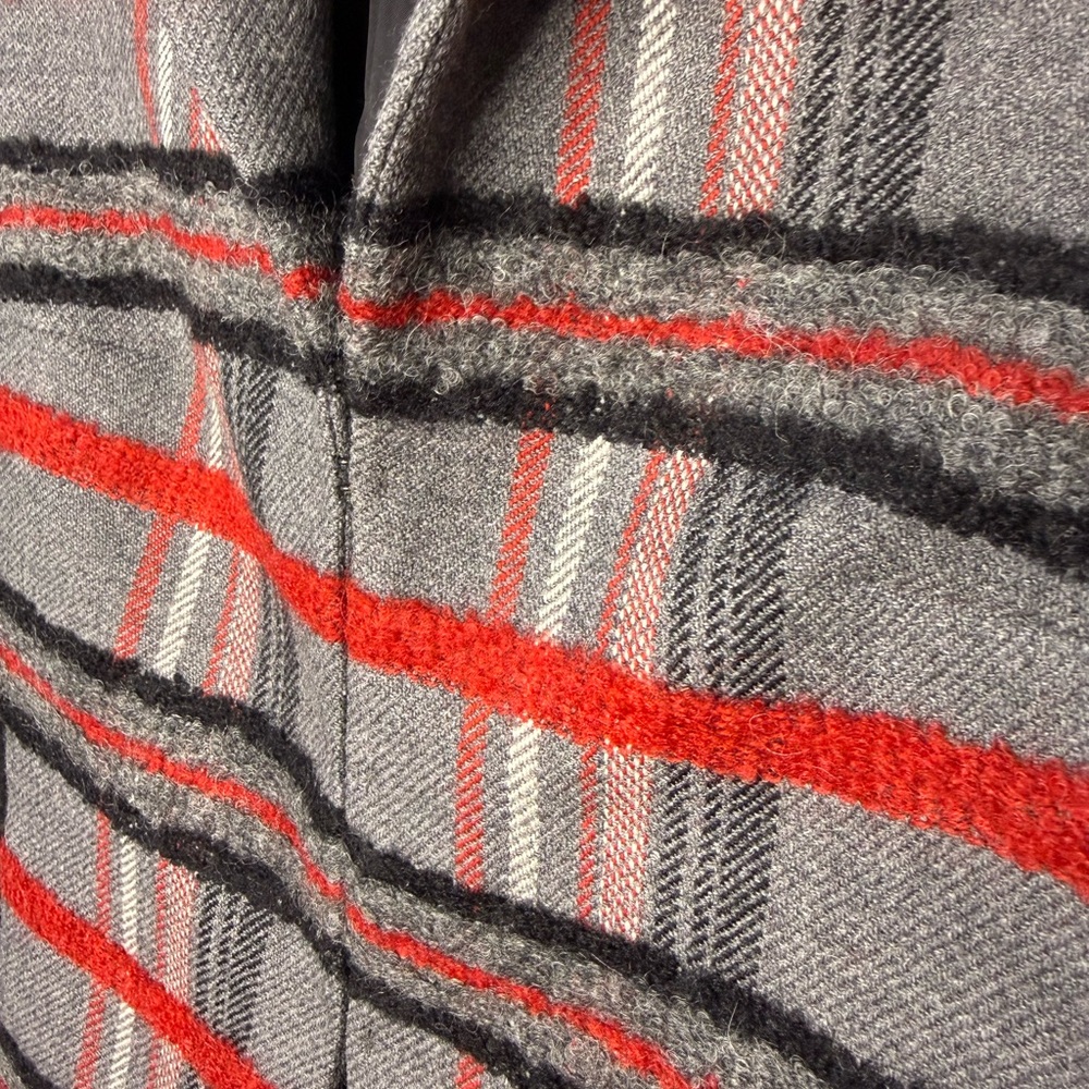 Akris Punto Plaid Wool Alpaca Blazer Jacket Red Gray Size 4 - Picture 5 of 8